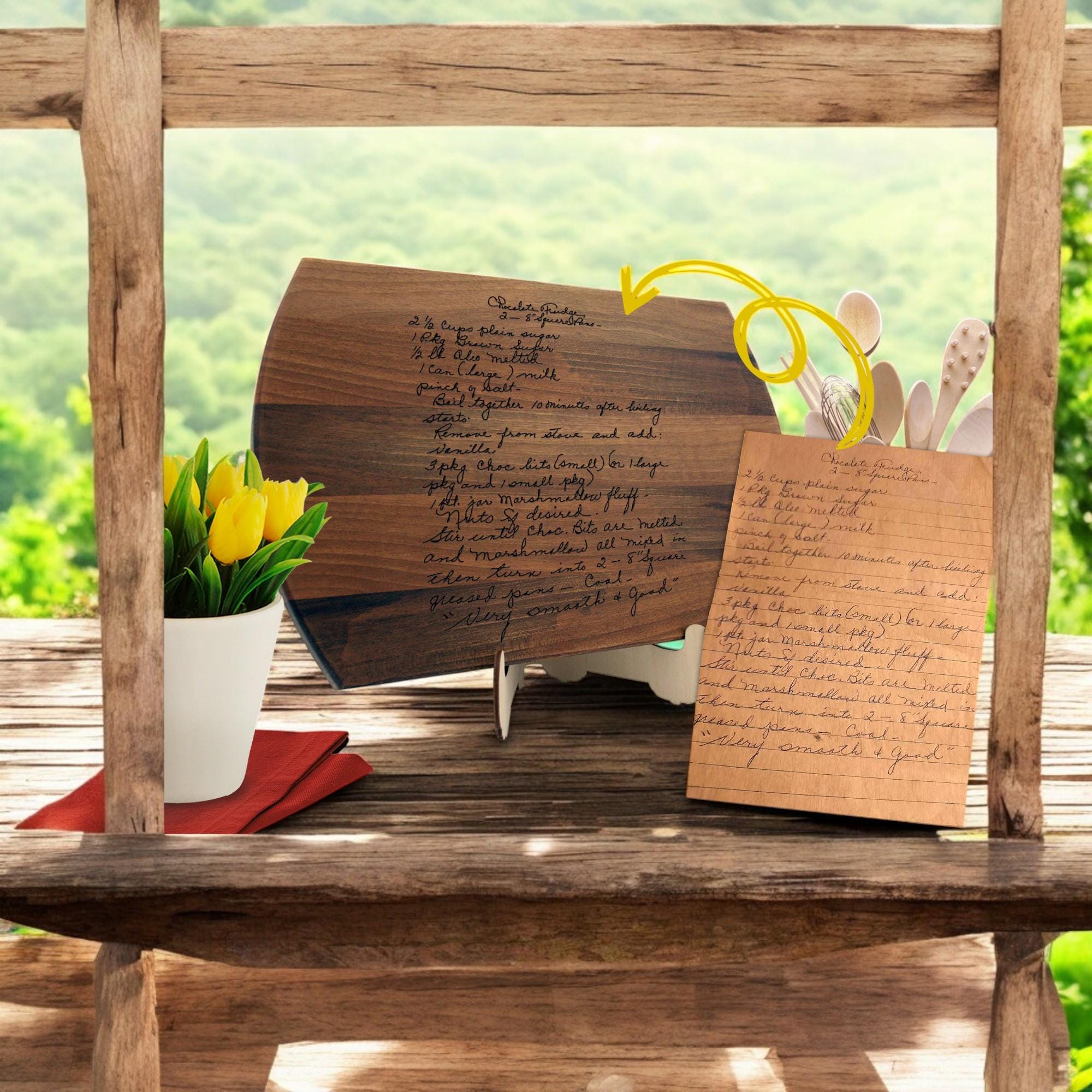 Tabla de cortar con recetas personalizada: regalo grabado a mano para mamá, Día de la Madre, abuela y un recuerdo sentimental para la cocina.
