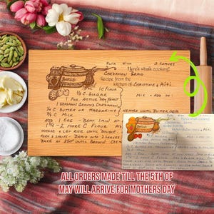 Custom Handwritten Recipe Cutting Board – Personalized Engraved Gift for Mom, Mother’s Day, Grandma, Weddings & Family Keepsake
