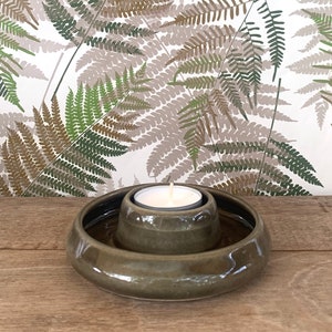 Ceramic Tea Light Holder 3-in-1 / Stick & Cone Incense Burner - Dark Gray
