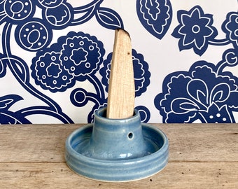 Ceramic Palo Santo Burner 2-in-1 /  Stick Incense Holder / Blue Celadon