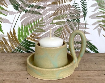 Handmade Ceramic Votive / Tea Light Holder with Handle