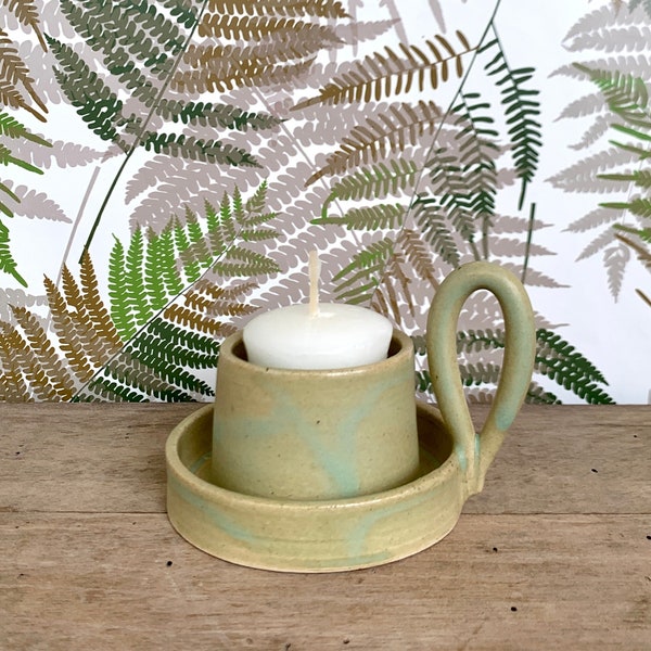 Handmade Ceramic Votive / Tea Light Holder with Handle