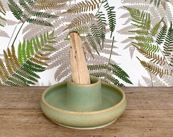 Ceramic Palo Santo Burner /  Stick Incense Holder / Sage Tray Dish / Bluish Green Glaze