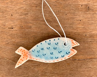 Handmade Ceramic Porcelain Fish Ornament / Pendant