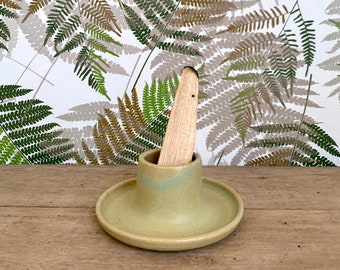 Ceramic Palo Santo Burner /  Stick Incense Holder / Bluish Green Glaze