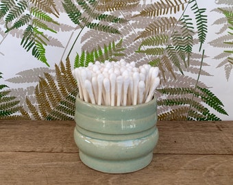 Ceramic Q-Tip Holder / Small Wheel Thrown Pot / Bubbly Pottery