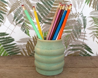 Small Ceramic Pencil Pen Holder / Brush Cup / Desk Accessory