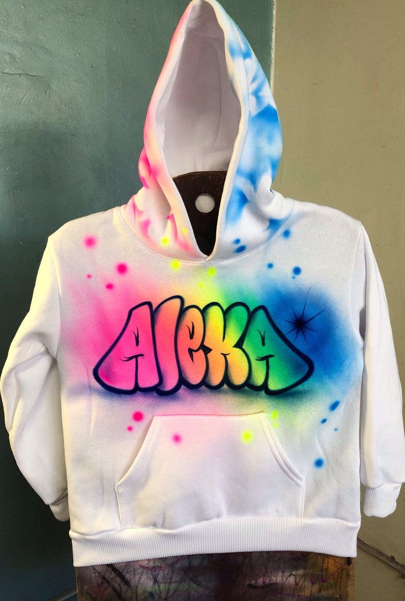 Airbrush Hoodie Hoody for Kids and Toddlers Neon Rainbow Etsy