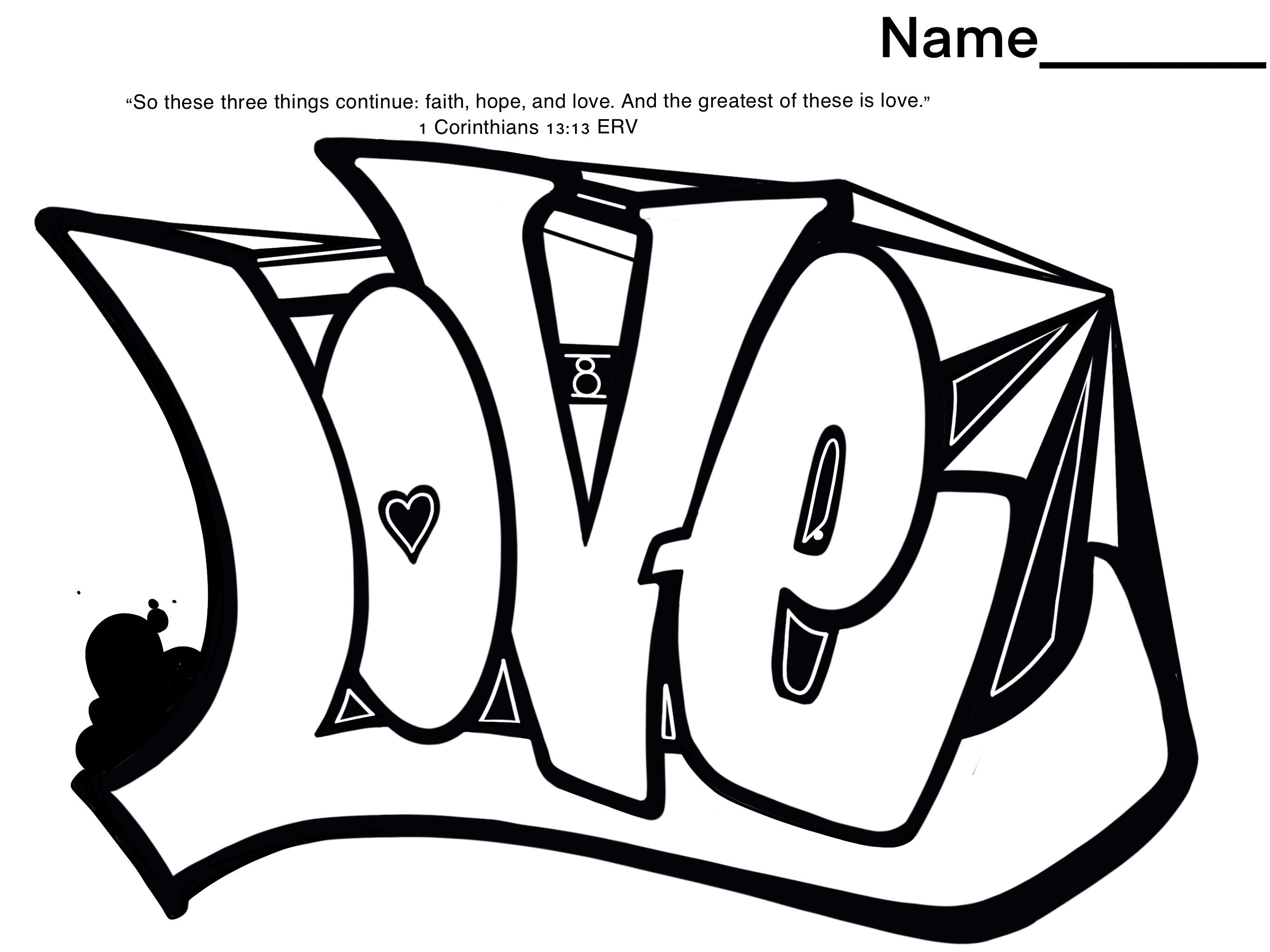 Love In Graffiti Coloring Pages