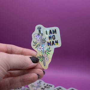 Pegatinas de No soy un hombre: pegatinas de El Señor de los Anillos, citas de El Señor de los Anillos, Eowyn, pegatinas brillantes, pegatinas de nerd, pegatinas para portátiles y botellas de agua