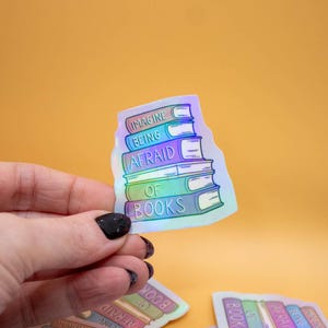 Stel je voor dat je bang bent voor boeken - boekensticker, censuursticker, sprankelende sticker, meisjesstickers, sticker laptop en bidon
