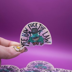 Yee Haw F*ck The Law sticker - politieke stickers, antifascistische sticker, sprankelende sticker, girly stickers, laptop- en waterflesstickers