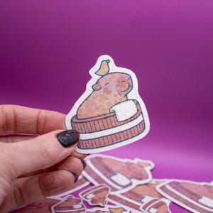 Capybara Bath Sticker - Animals, Capy Stickers, Kawaii Stickers, Sparkly Stickers, Girly Stickers, Laptop and Water Bottle Stickers