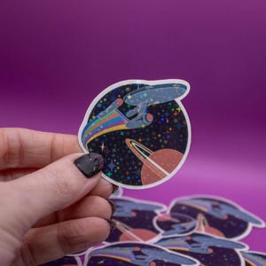 Sticker entreprise - Star Trek, stickers science-fiction, vaisseau spatial, science-fiction, stickers scintillants, stickers spatiaux, stickers ordinateur portable et bouteille d'eau