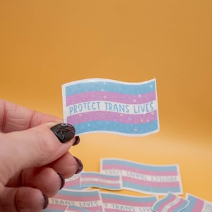 Sticker liefdadigheidsinstelling ** Protect Trans Lives-sticker - Trans Rights, socialist, sprankelende stickers, stickers voor meisjes, laptop- en waterflesstickers