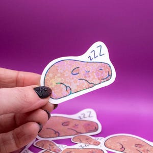 Capybara Snoozing Sticker - Animals, Capy Stickers, Kawaii Stickers, Sparkly Stickers, Girly Stickers, Laptop and Water Bottle Stickers