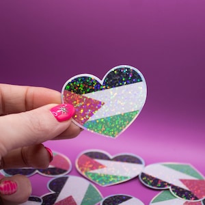 Sticker liefdadigheidsinstelling ** Hartsticker vlag Palestina - sticker anti-oorlog, mensenrechtenstickers, glittersticker, sticker laptop en waterfles