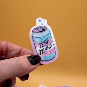 Pegatina de caridad ** Pegatina de lágrimas de Terf - Derechos de las personas trans, socialistas, pegatinas brillantes, pegatinas femeninas, pegatinas para portátiles y botellas de agua