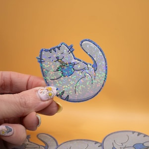 Chat ramen - Stickers chat, autocollants kawaii, autocollants mignons, autocollants nourriture, autocollants scintillants, autocollants girly, autocollants ordinateur portable et bouteille d'eau