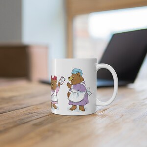 Whimsical Bear Family Ceramic Coffee Cups, Adorable Animal Mugs for Kids and Adults, Gift for Richard Scarry Book Lover image 3