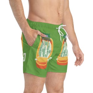 Catchy Fish-Themed Swim Trunks, Beachwear, Summer Swim Shorts, Fun Pool Accessories, Nautical Beach Fashion