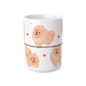 Tazas de cerámica para papá de perro Pomerania, regalo perfecto para dueños de perros, tazas de café divertidas para dueños de perros, taza de animal lindo, decoración para el hogar y la oficina, Día del Padre