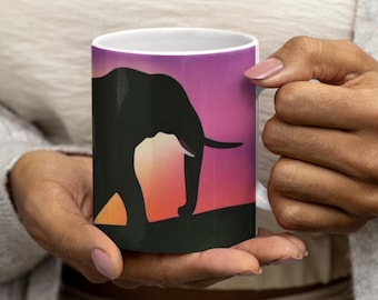 Mok olifant zonsondergang – Keramische koffiekop Serengeti National Park