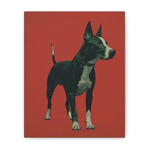 Bold Quirky Bull Terrier Dog Portrait Ideal Gift for Dog Parent - Canvas Wall  Art,  Home Decor for Pet Lovers