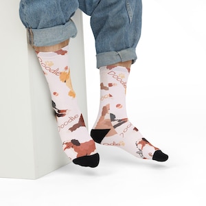 Cute Doodle Dog Crew Socks, Pet Lover Gift, Dog Socks, Unique Socks for Dog Moms, Fun Animal Socks