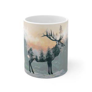 Nature-Inspired Ceramic Coffee Cups | Eco-Friendly, Deer Stag Forest Conservation, Wildlife Lovers, Nature Enthusiasts, Unique Gifts