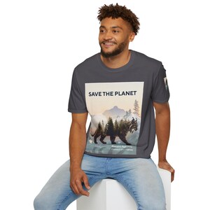 Save the Planet Unisex T-Shirt, Eco-Friendly Fashion, Lynx Big Cat in Forest, Environmental Awareness Tee, Sustainable Style, Big Cat Gift
