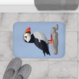 Skurrile Papageientaucher Badematte - Küstendekor, Badezimmerzubehör, Geschenk für Naturliebhaber, nautischer Hauptakzent, Strandhausdekor