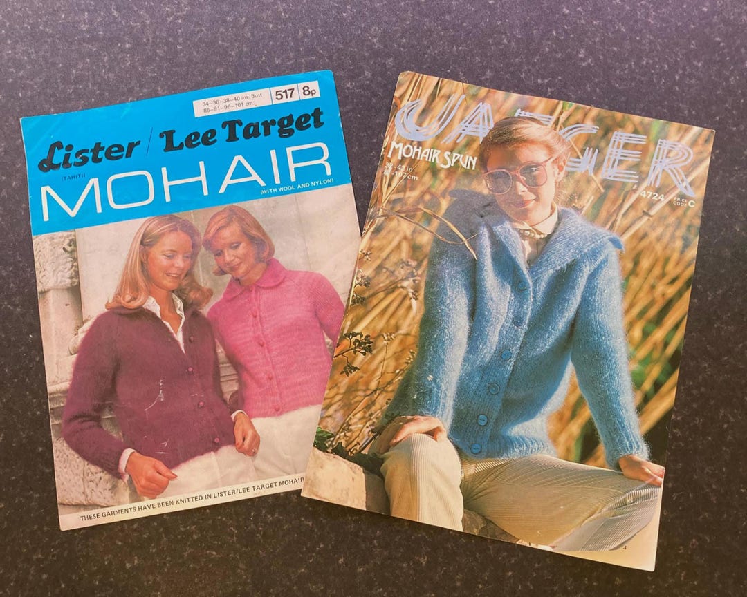 Vintage Mohair Cardigan Knitting Patterns: 60s/70s Vogue, Lister