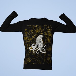 Coastal Chic: Ocean Octopus  - Golden Sea  - Fisherman&#39;s Aesthetic, Gift for Foody -  Unisex Jersey Long Sleeve Tee  - small to 2XL