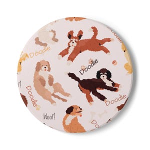 Whimsical Dog Doodle Lovers Ceramic Coaster | Cute Home Decor | Pet Lover Gift | Unique Kitchen Accessory | Dog Themed Coaster