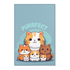 Cute Kitten and Cat Area Rug, Pet Lover Home Decor, Purrfect Kitty Mat, Cat-Themed Room Accent, Animal Lover Gift
