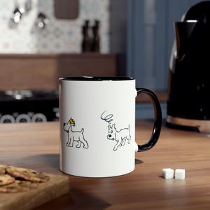 Playful Snowy Milou being a MOOD Themed Coffee Mug, Fun Dog Lover Gift, Two-Tone Ceramic Mug for Home, Office, Birthdays, Dog Owners