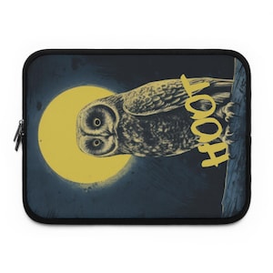 Spooky Goth Owl Laptop Sleeve with Hoot Design, Cute Owl Case, Laptop Bag, Gift for Students, Tech Accessories, Unique Owl Gift
