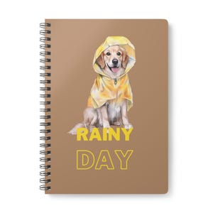 Rainy Day Labrador Retriever Dog Notebook, A5 Wirobound Softcover, Cute Pet Training Walking Journal, Dog Lover Gift,  Animal Artwork