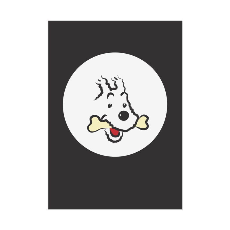 Póster de Tintín: El perro de las nieves – Dibujo animado vintage (descarga digital) imagen 1