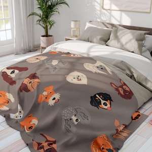 Cozy Dog Lover&#39;s Fleece Blanket, Cute Dog Print Throw, Pet Lover Gift, Snuggly Dog Blanket for Home, Perfect for Dog Owners