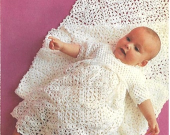 Heirloom Baptism Gown and shawl  Crochet Pattern - Vintage Inspired - Digital Download