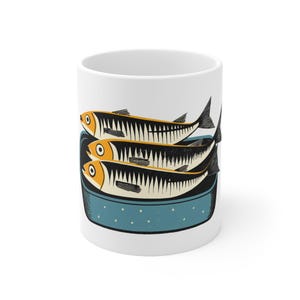 Whimsical Sardine Fish Ceramic Coffee Cup | Fun Kitchen Mug, Unique Gift for Seafood Lovers, Quirky Dinnerware, Fishy Fun!