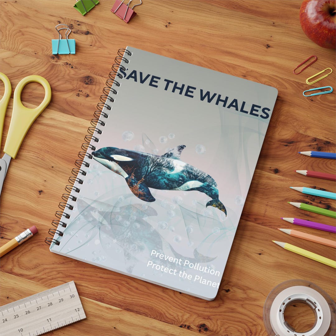 Eco-friendly Wirobound Notebook, Save the Whales, A5 Spiral Journal ...
