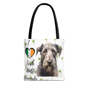 Irish Charm: Torba I Love Irish Wolf Hounds - Szczeniak Wolfhound - Prezent dla mamy i taty psa - Idealna na zakupy - 3 rozmiary torby