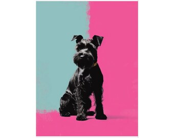 Colorful Schnauzer Art Poster, Chic Dog Portrait (Digital Download)
