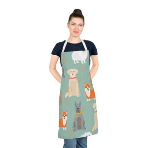 Delantal con estampado de perro adorable para adultos, perfecto para amantes de las mascotas, divertido regalo de cocina, accesorio de cocina, ropa con temática canina, regalos para dueños de perros.