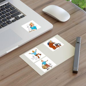 Hojas de pegatinas divertidas para los amantes de La aventura de Tintín y Milú, para decorar diarios y hacer álbumes de recortes.