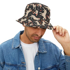 Playful Bulldog Terrier Dog Pattern Bucket Hat - Fun Summer Accessory, Dog Lover Gift, Outdoor Fashion, Casual Wear, Birthday Gift