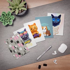 Cute Cat Greeting Cards, Fun Cat Lover Cards, Pet Birthday Cards, Purrfect Card Set, Whimsical Note Cards, Cute Animal Stationery